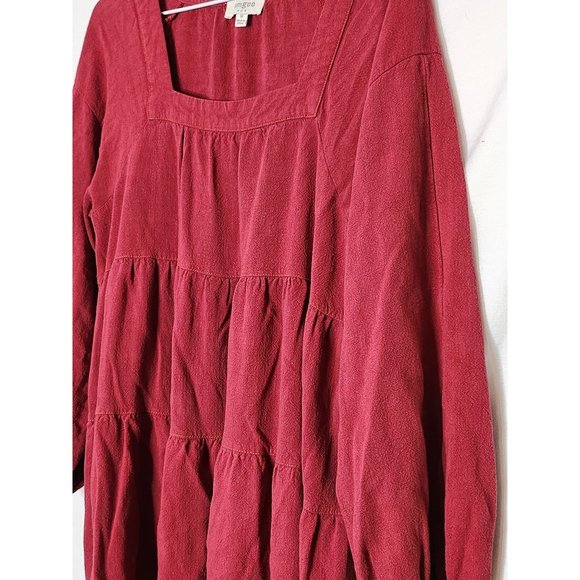 Umgee Burgandy  Linen/Cotton Midi‎ Dress Size Med. - Picture 3 of 6